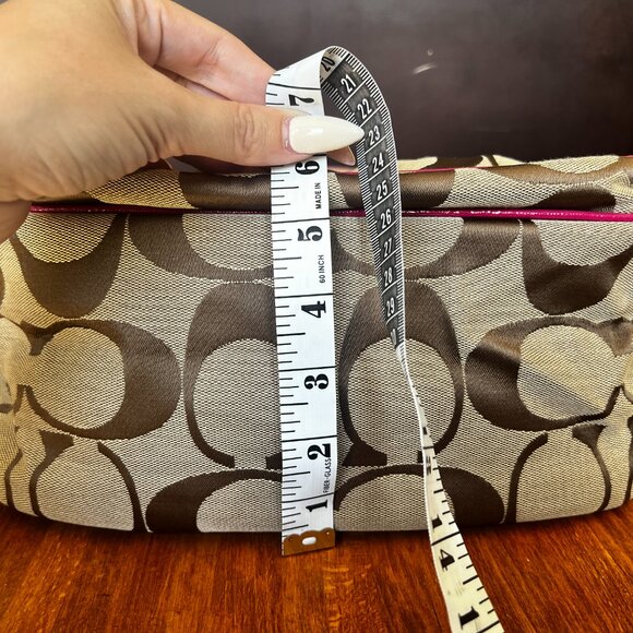 Coach Pink Leather and Brown Canvas Monogram Backpack - Picture 8 of 12